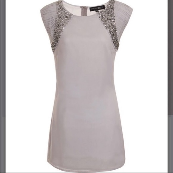 Little Mistress London elegant Gray cap sleeve  Dress size 4 - Picture 7 of 9